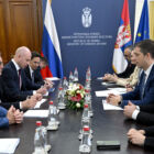 Beograd, 02. jul 2024. - Ministar spoljnih poslova Marko Đurić i zamenik ministra Spoljnih poslova Ruske Federacije Aleksandar Gruško FOTO: MSP/ Zoran Žestić